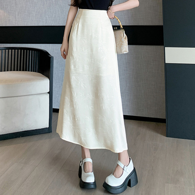 포플러앤씨 여성용 뒷트임 미디 스커트 P25SMSK031125