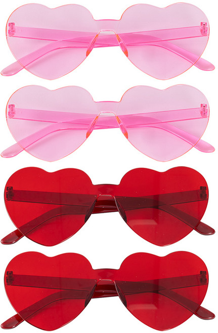 조이파티 셀카안경 하트 핑크 2p + 레드 2p 세트, 핑크, 레드, 1세트