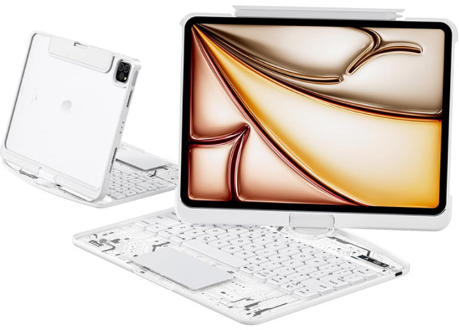 아이플로우 블루투스 키보드 크리스탈 케이스, 투명화이트, 1개