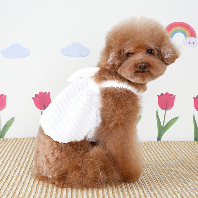 에이미러브즈펫 강아지 와플크롭원피스, 화이트, 1개