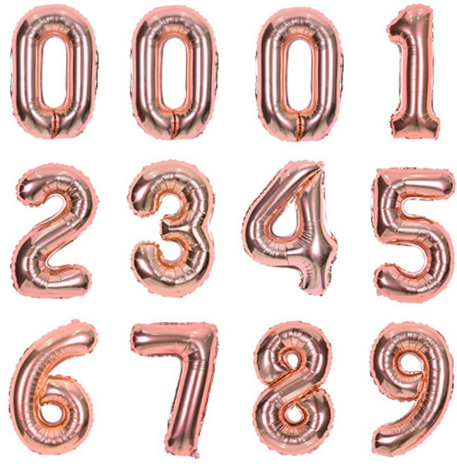 조이파티 숫자 은박 풍선 소 12p 세트, 로즈골드, 1세트