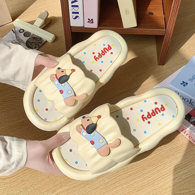 에버하우스 퍼피 도트 캐릭터 실내 거실화, 크림, 1개