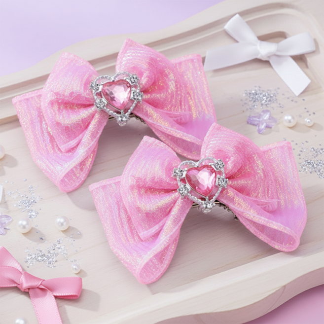 주)비단길 코티나 오로라 리본 집게핀 2p