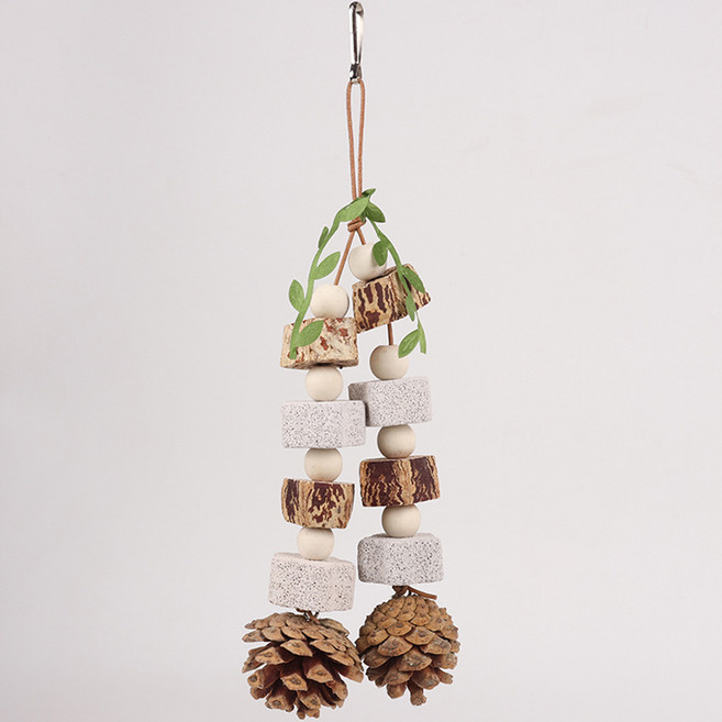 칠시 앵무새 솔방울 오징어뼈 장난감, 혼합색상, 1개