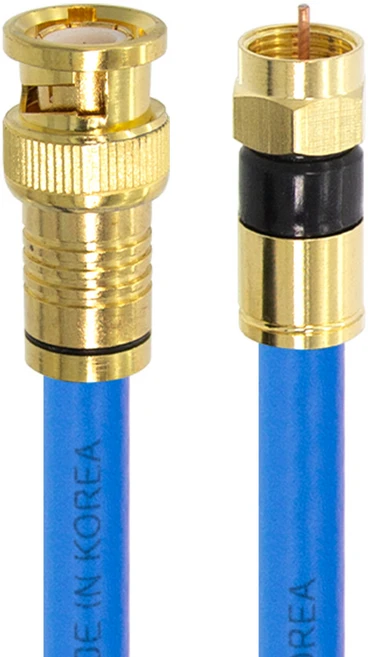 솔탑 국산 고급형 골드 BNC TO RF 5C 압착 방수 TV 동축 케이블 블루, SOLTOP-757, 1개