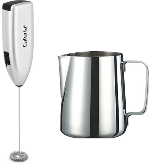 카페리아 전동 우유거품기 CEM1 + 코맥 라떼아트 우유스팀피쳐 350ml S2 세트, 1세트
