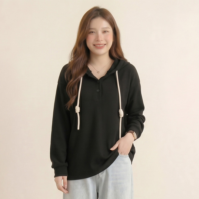 INFIOUS 女款抽繩亮點連帽T恤 I263-0462