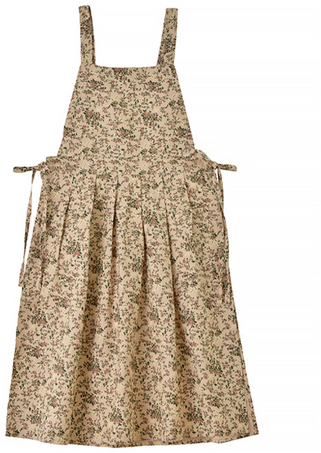 젊은이마켓 플라워 옆트임 린넨 앞치마, 브라운, 1개