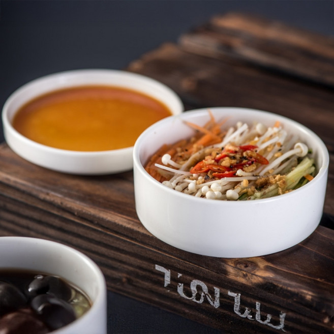 Parajuni 居家咖啡館極簡陶瓷小菜碗附蓋組 中 HJ1210, 白色, 1套