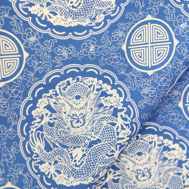 르우홈 DTP 면 패브릭 원단 한국 전통 무늬 곤룡포, 블루, 1개