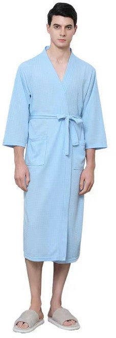 원이네 커플 와플 샤워 가운 M, 스카이블루, 1개