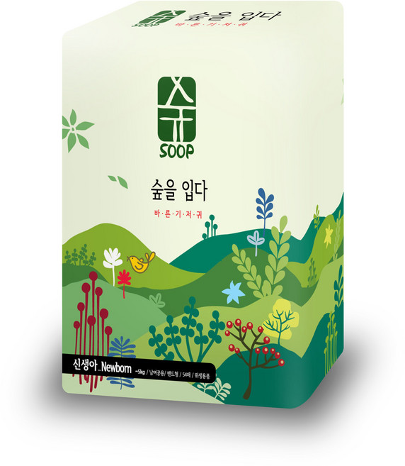 SOOP 밴드형 기저귀, 54매, 신생아용(NB)