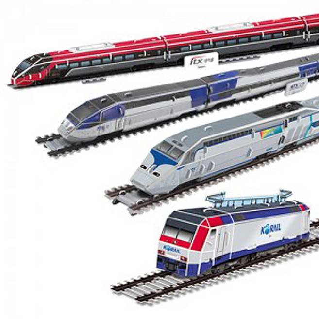 스콜라스 코레일 기차 종이접기 4종 세트, KTX 산천 + ITX 새마을 + 신형 전기기관차 + KTX, 1세트