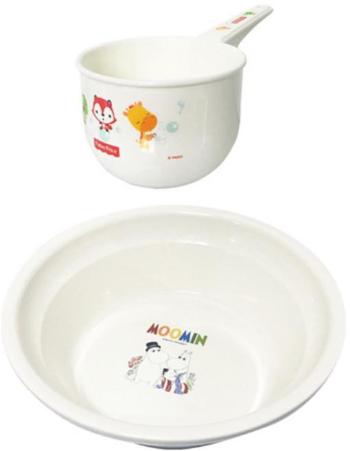 무민 투톤대야 대 + 피셔프라이스 목욕 바가지 세트, 혼합색상, 1세트