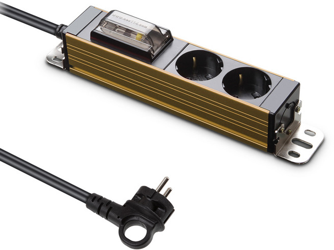 현대일렉트릭 서버탭 알루미늄 고용량 누전차단 멀티탭 2구, 3m, 마인드 골드, 1개