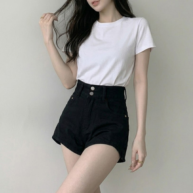 알로데 여성용 웨이브 투버튼 반바지