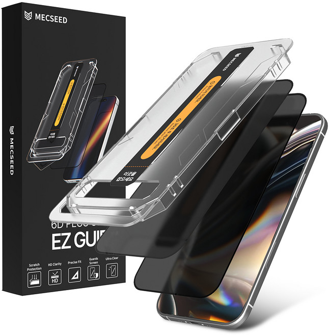 MECSEED 6D 플러스 사생활 프라이버시 풀커버 강화유리 액정보호필름 2p 세트, 1세트