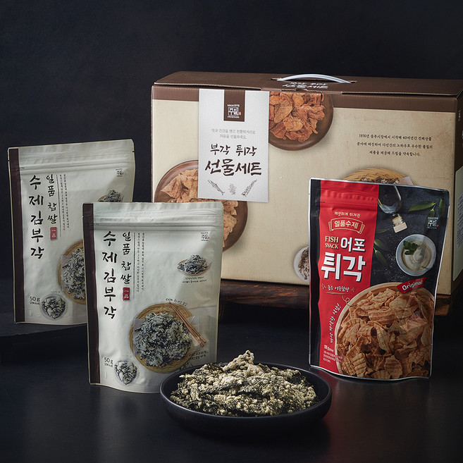 주일 김부각 3개입 + 어포튀각 3개입 부각튀각 선물세트, 450g, 1세트