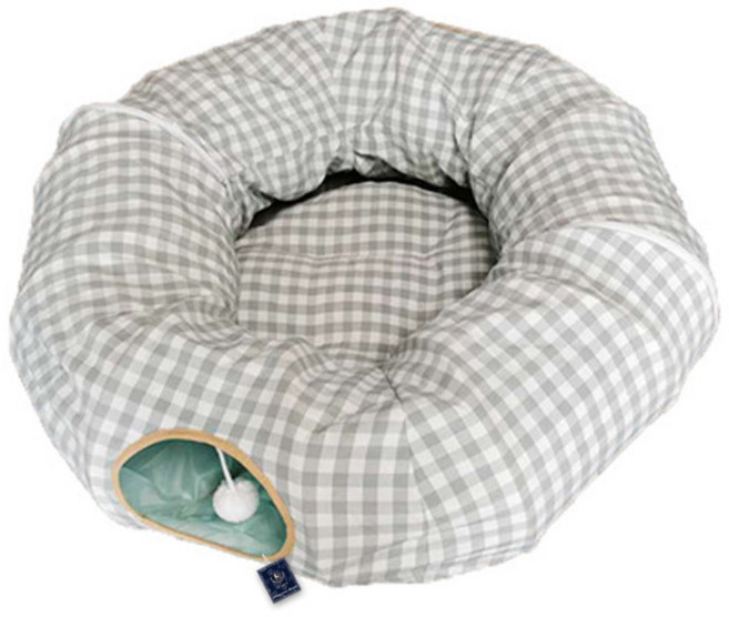 딩동펫 고양이 톤톤 체크 숨숨집 터널놀이터, 민트, 1개