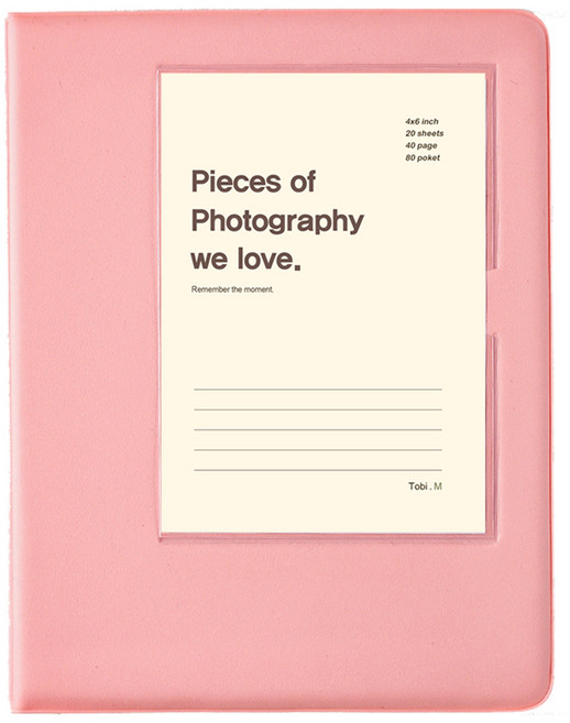 문구백서 비비드 4x6 포켓식 포토앨범, 핑크(백색내지), 40매