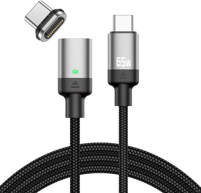YORI優里 11pin磁吸充電線 直頭款 + Type-C磁吸頭 100W, 黑色, 1個, 200cm