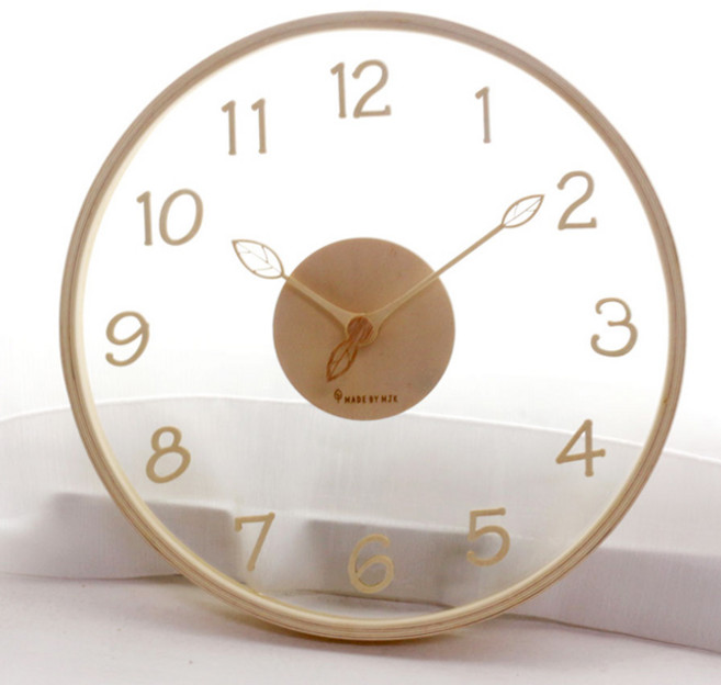 MJK 아델린 무소음 유리 벽시계, 내츄럴