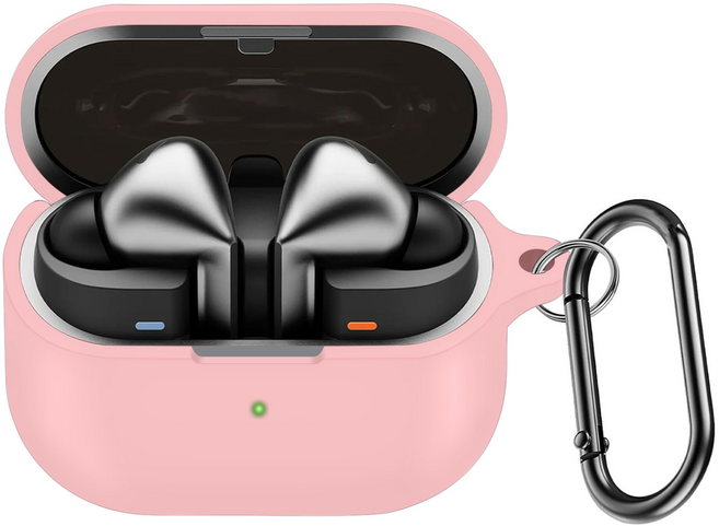 사인포스트 버즈3 / 3Pro / 3FE 범용 실리콘 카라비너 케이스, 라이트핑크, 1개