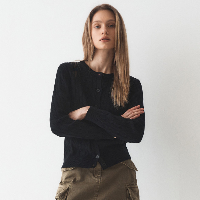 WHO.A.U Steve 麻花純棉開襟衫 WHCKE1101F