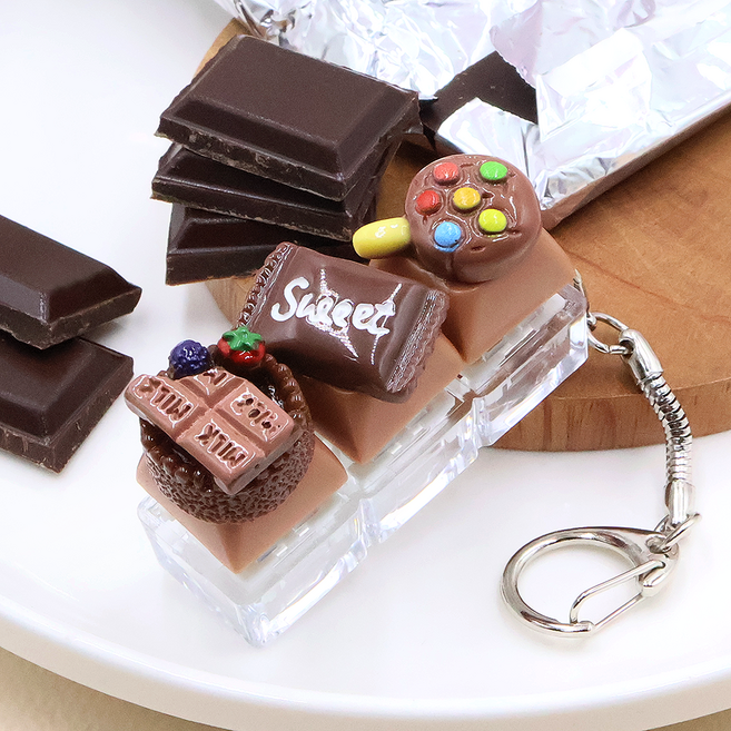 비단길 스윗초코 클리커 키보드 3구 키캡 키링