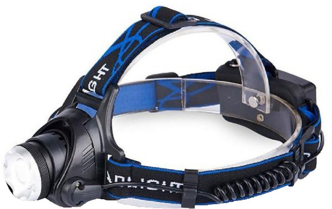 OMYCAR 感應式T6爆亮三段LED頭燈 戶外露營登山夜跑必備, 1個, 黑色 + 藍色