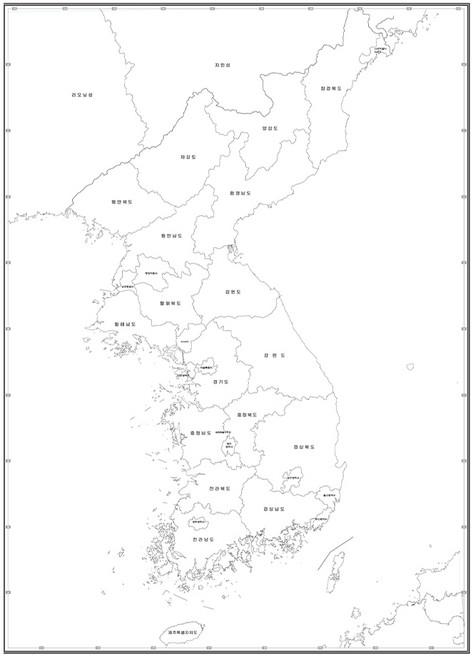 지도닷컴 한반도백지도 도광역시명칭 양면코팅형 78 x 110 cm, 1개