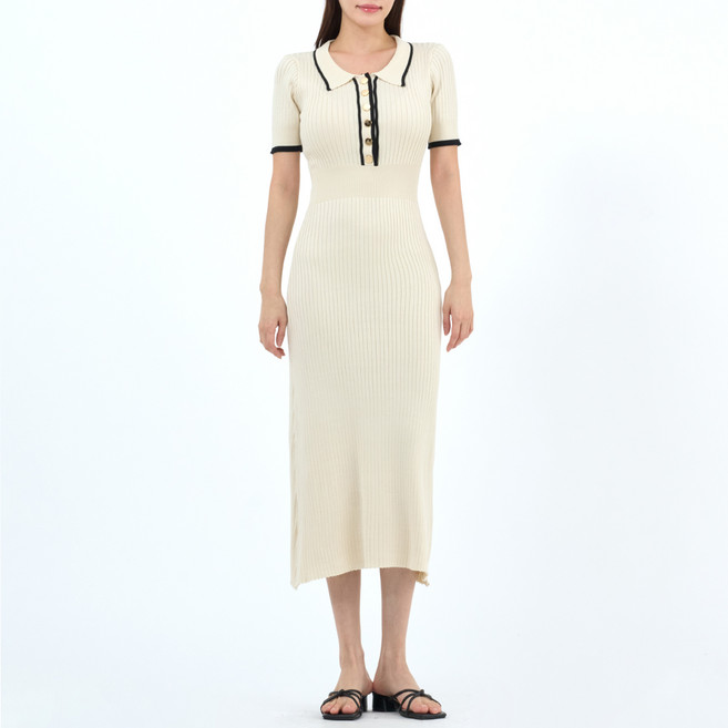 엘쏘 하프버튼 반팔 니트 원피스