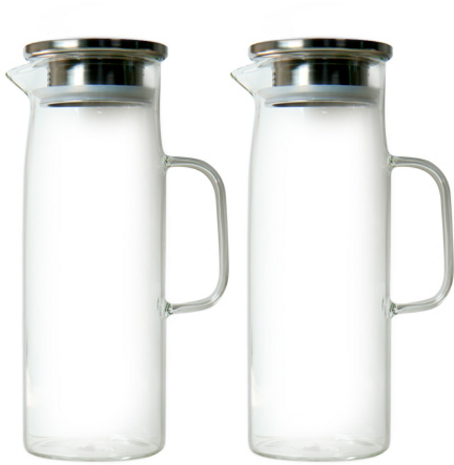 티도요 스텐뚜껑 내열유리 물병 2p, 혼합색상, 1.2L, 2개