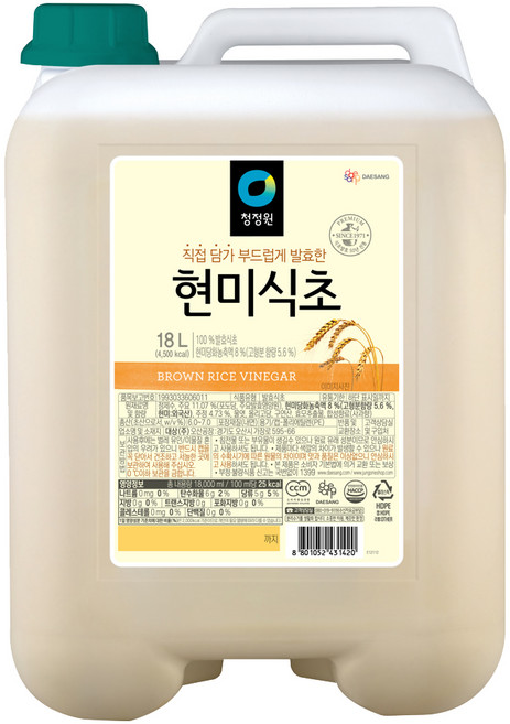 청정원 현미식초, 18L, 1개