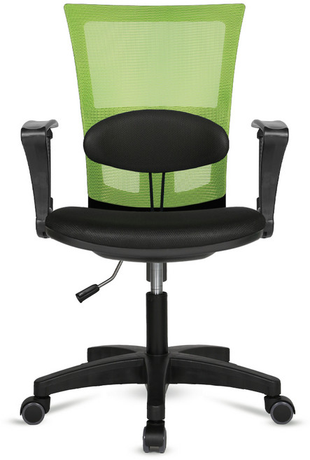 체어포커스 레오 대요추형 3각팔 블랙바디 의자 L03, 블랙 + 그린(패브릭)