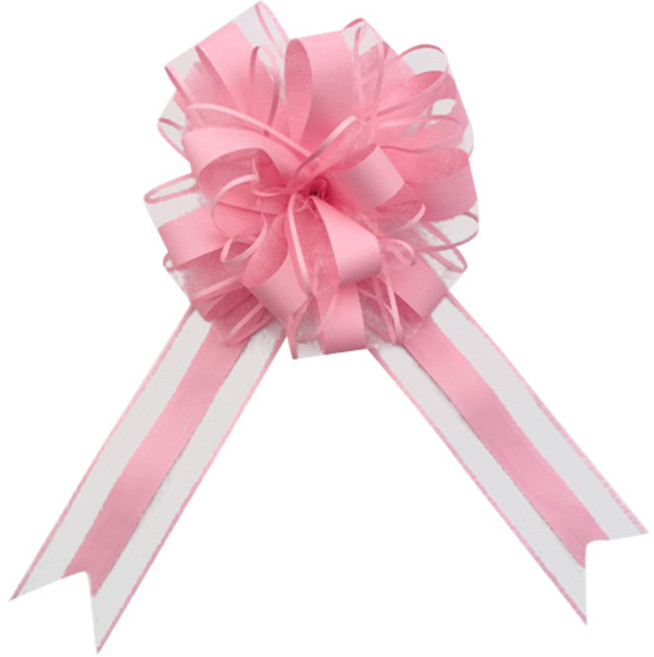 블럭마트 웨딩 자동차 핸들 장식 파티소품 수국 리본 매듭 10p, 핑크, 1세트
