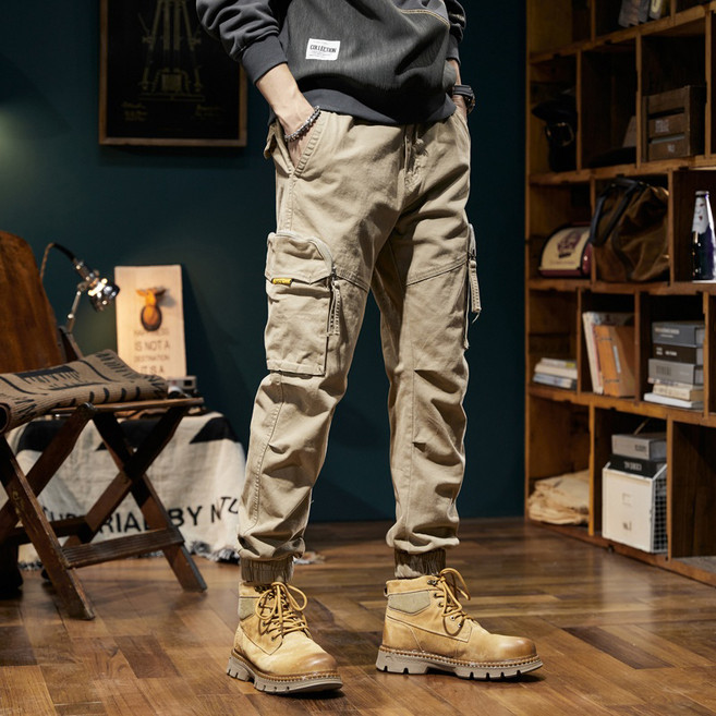 男款水洗彈性工裝束口褲 YXP26