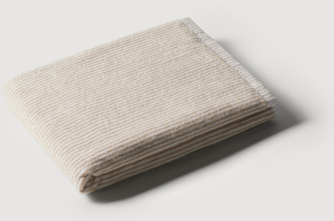 JAJU 코튼 배스타월 면사 70 x 140 cm, 베이지 스트라이프, 1개