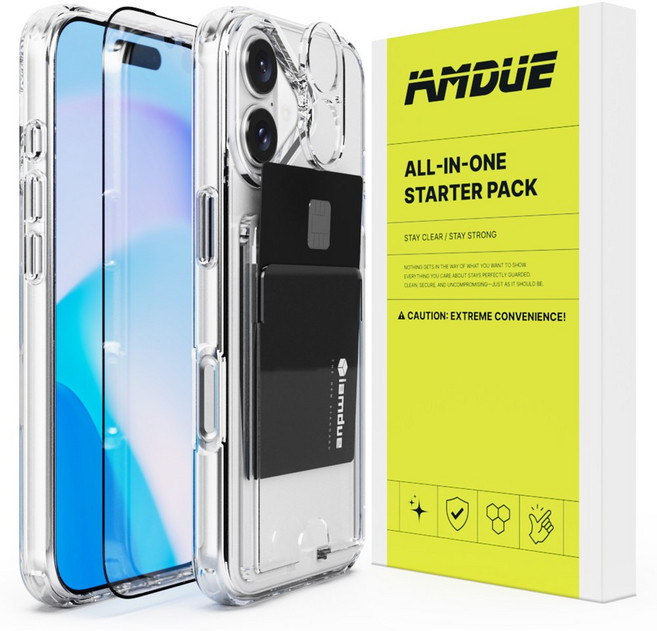 아이엠듀 카드 2장 수납 휴대폰 케이스 + 지문방지 휴대폰 액정보호필름 + 카메라 보호필름 올인원 패키지 세트