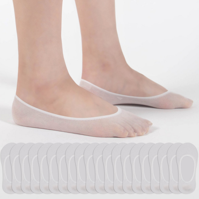 시너싹스 여성용 고탄력 시스루 실리콘 덧신 20켤레 세트