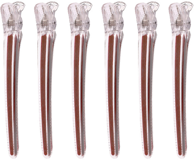 걸핀스 프리미엄 논슬립 실리콘패드 미용 집게핀 대형 1525, 6개, 브라운