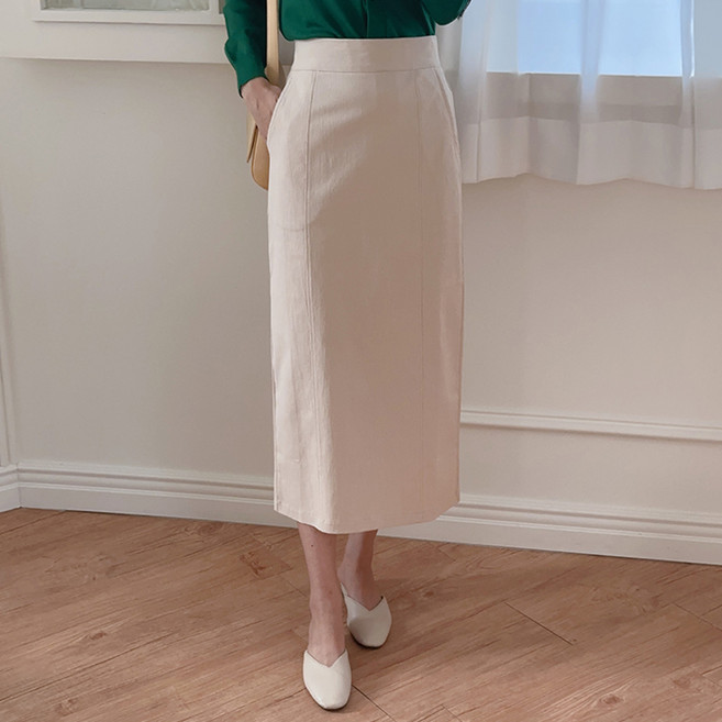 BBAEBBAE 女款後鬆緊帶後開衩彈性長裙