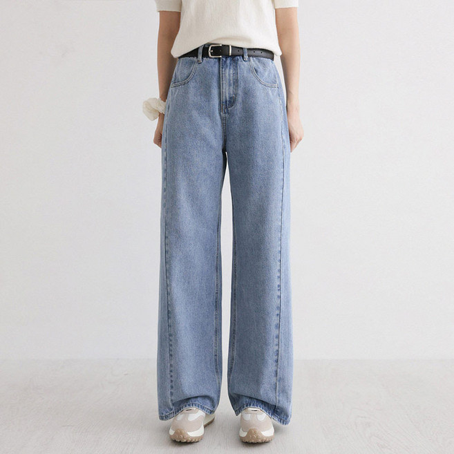 앤드스타일 여성용 롱/기본/숏 기장 딱맞진 19탄 슬림절개 데님 와이드 팬츠 264923