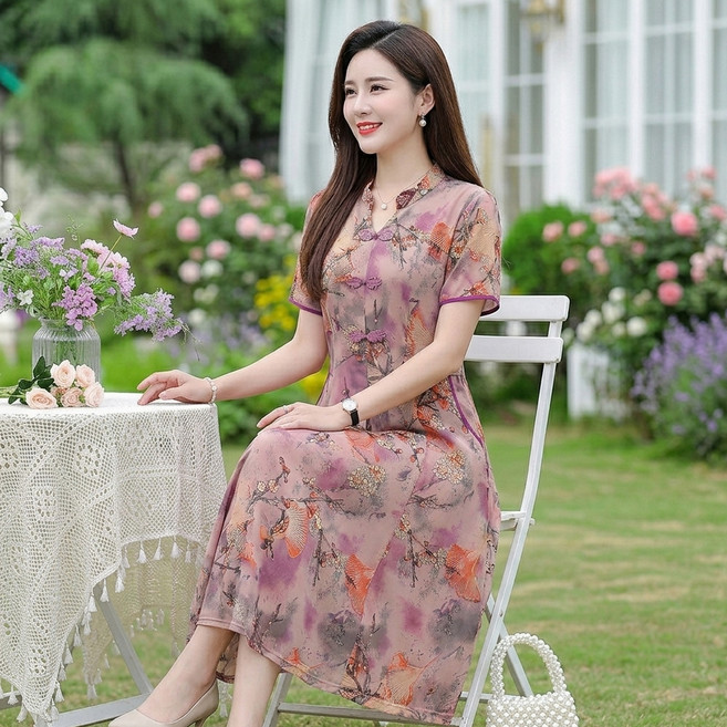 인피어스 여성용 중년 우아한 원피스 I263-290