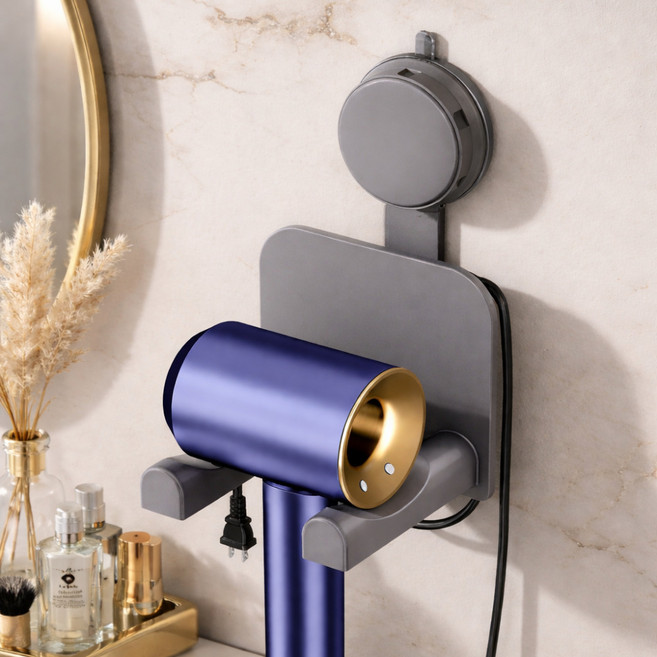 주앤지 흡착식 무타공 헤어 드라이기 거치대, 건그레이, 1개