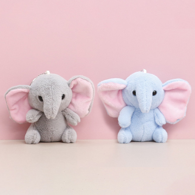 아이끌레 아기코끼리 봉제인형 키링 2종 세트, 12cm, 그레이, 블루, 1세트