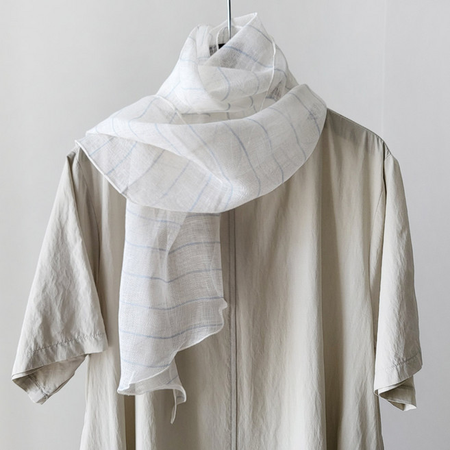 바비수 어베인 스트라이프 린넨 스카프