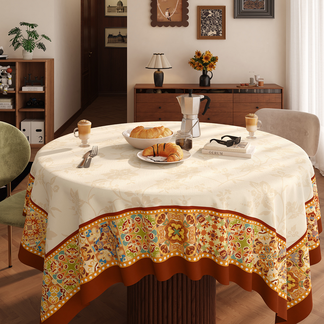 델리리움 아메리칸 레트로 원형 고급 식탁보, type 4, 1개, 90 x 140 cm