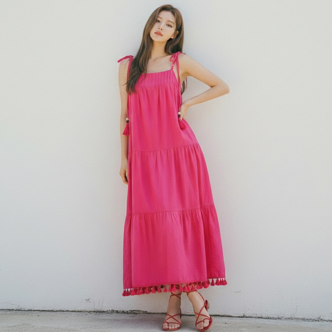 비비에모 헤라드 루즈핏 캉캉 민소매 롱 원피스 12806