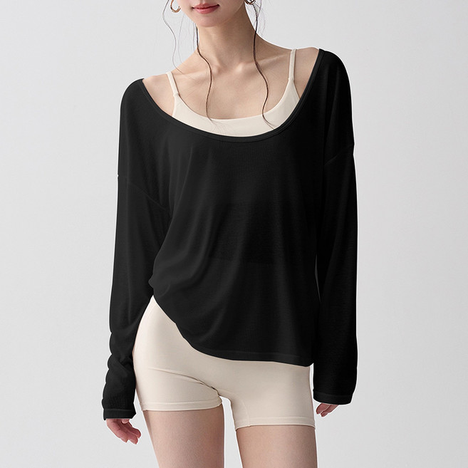 씨오브비 여성용 에어핏 시스루 롱슬리브 커버업 티셔츠